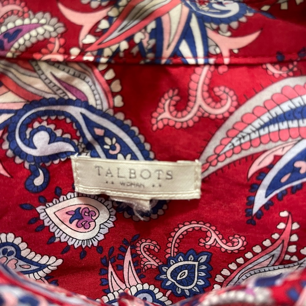 Talbots Red Paisley Button Down Shirt - Picture 4 of 13